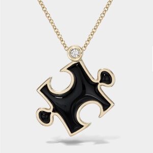 Retrouvai Inlay Impetus Puzzle Pendant in Black Onyx 20” necklace